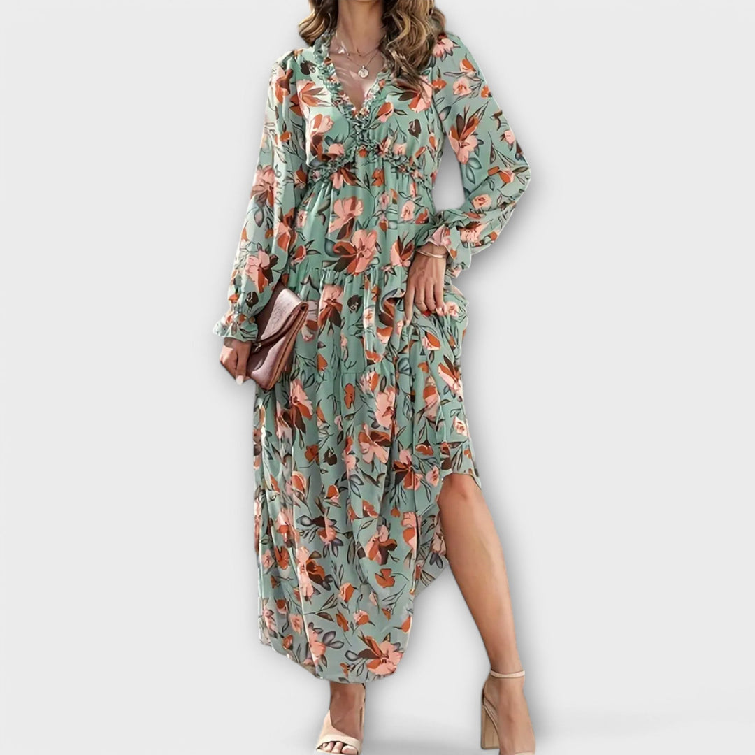 MAYA | FLORAL V-NECK MAXI DRESS