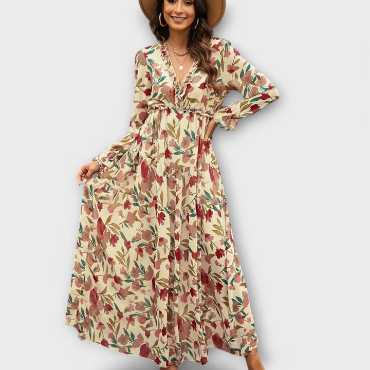 MAYA | FLORAL V-NECK MAXI DRESS