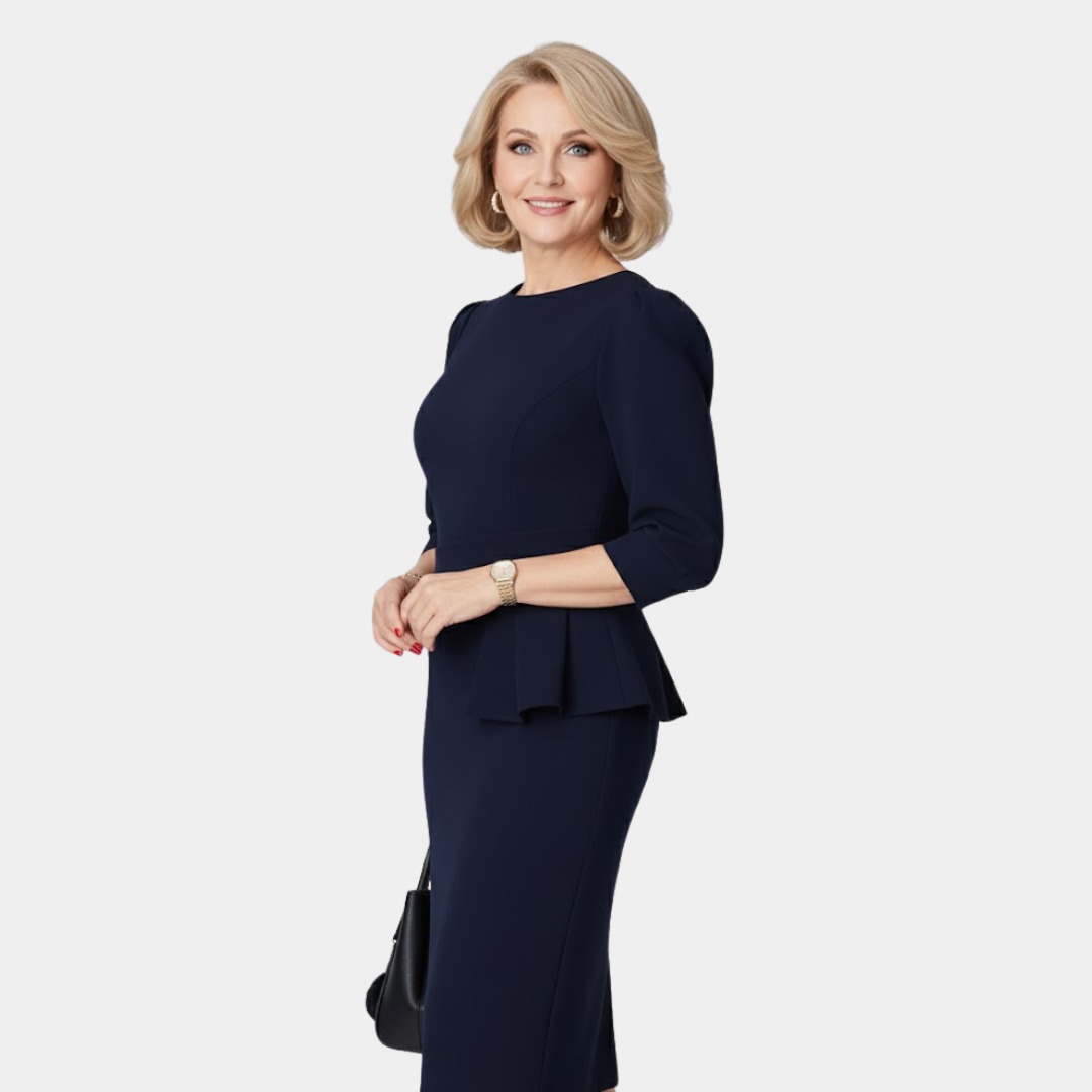 CLAUDINE BLOOM™ -REFINED RUFFLE MIDI DRESS