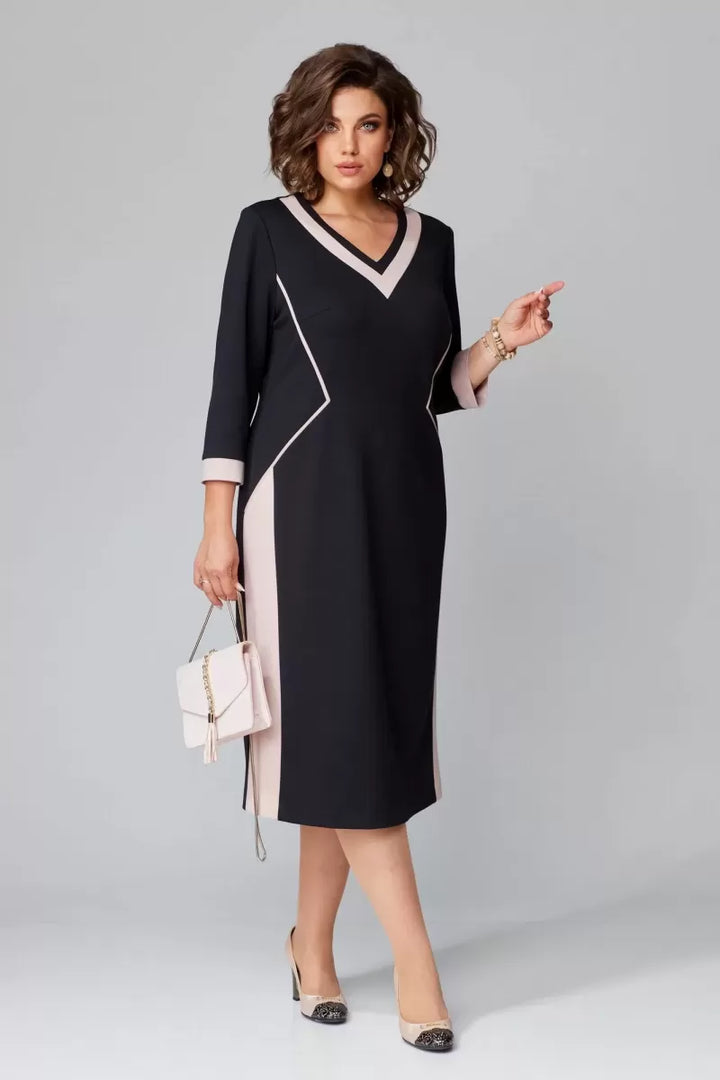 FENNA GRACE™ - ELEGANT V-NECK MIDI DRESS