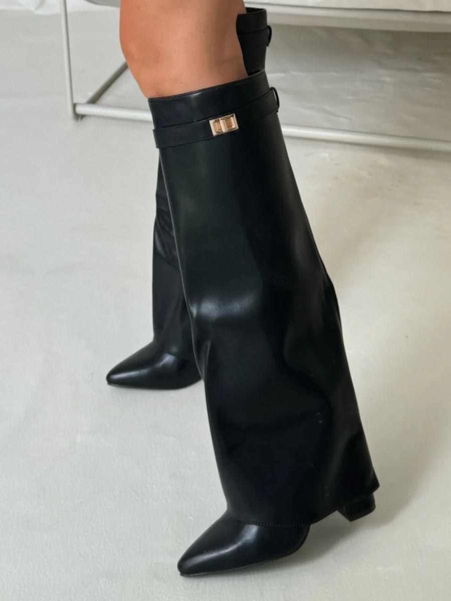 HARRIET | WOMEN'S LEATHER THIGH-HIGH BOOTS WITH BUCKLE