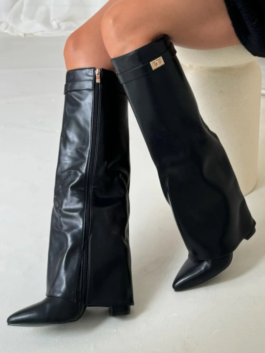 HARRIET | WOMEN'S LEATHER THIGH-HIGH BOOTS WITH BUCKLE