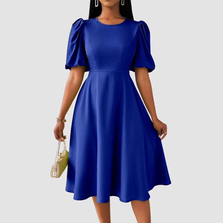 CLARA BLOOM™ - REFINED BLACK MIDI DRESS