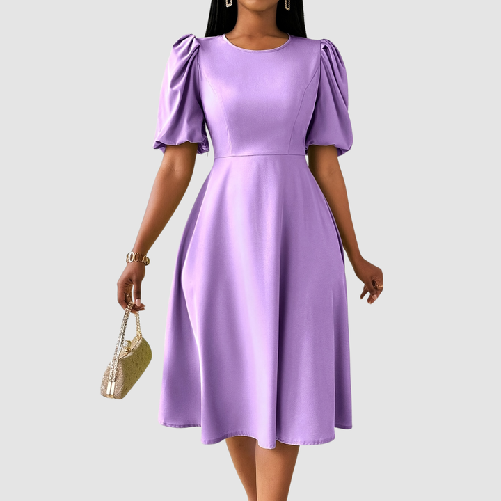 CLARA BLOOM™ - REFINED BLACK MIDI DRESS