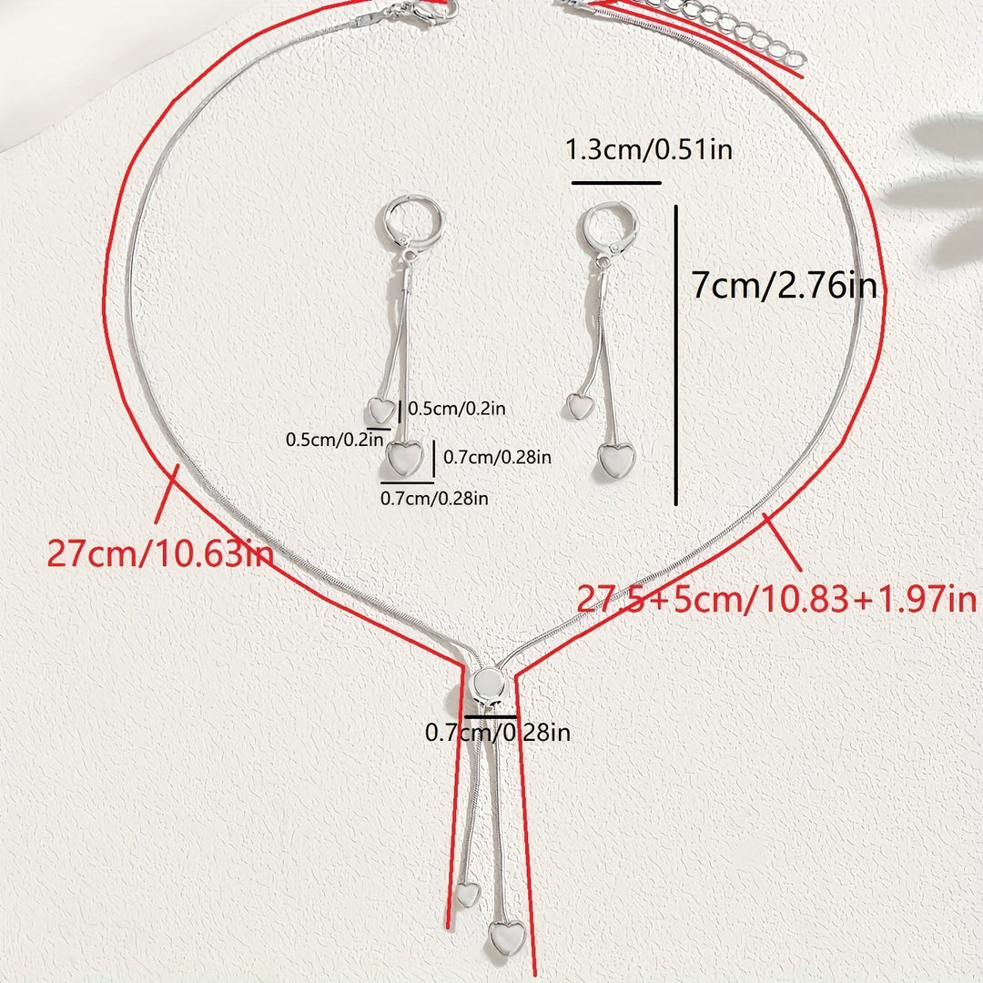 ADJUSTABLE HEART PENDANT NECKLACE & EARRINGS SET