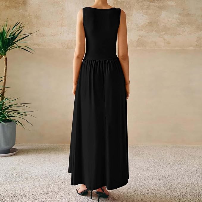 EMMIE™- Chic Sleeveless Ruched High-Waisted Maxi Dress