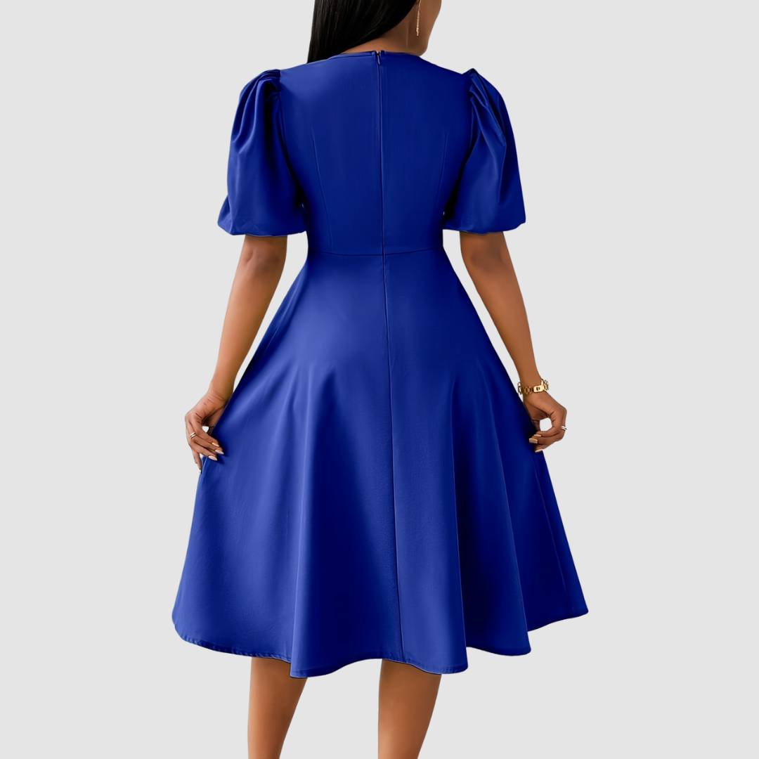 CLARA BLOOM™ - REFINED BLACK MIDI DRESS