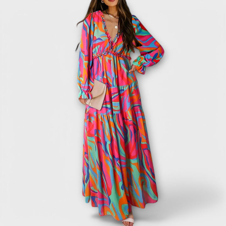 MAYA | FLORAL V-NECK MAXI DRESS