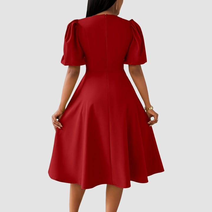 CLARA BLOOM™ - REFINED BLACK MIDI DRESS