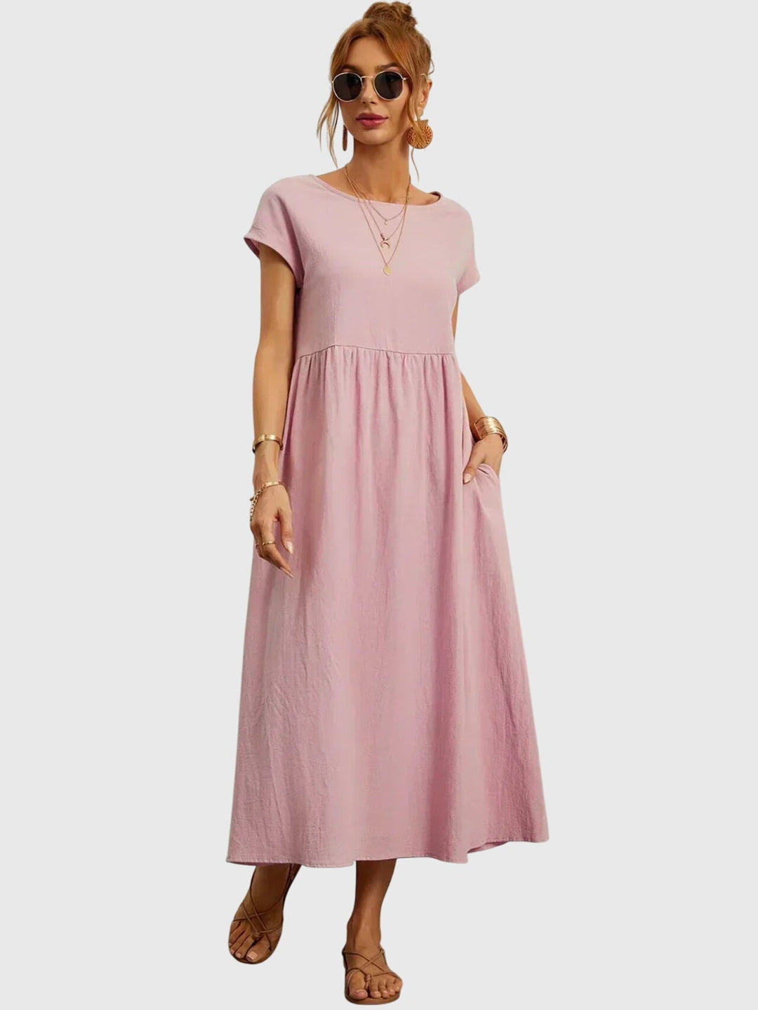 Giselle™ - Luźna Sukienka z Kieszeniami