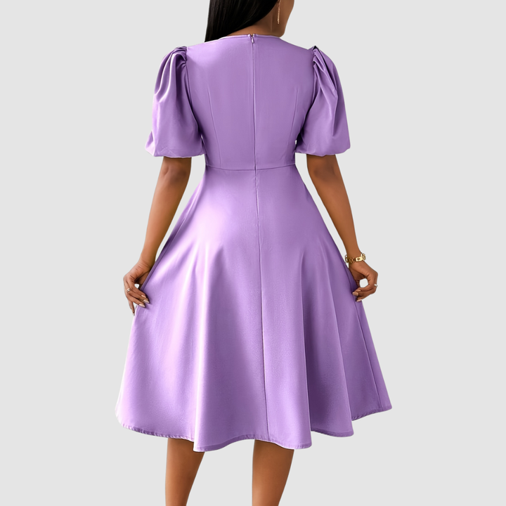 CLARA BLOOM™ - REFINED BLACK MIDI DRESS