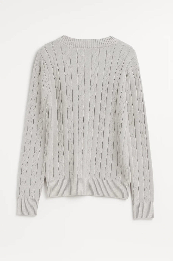 SUNNIVA | V-NECK CABLE-KNIT SWEATER