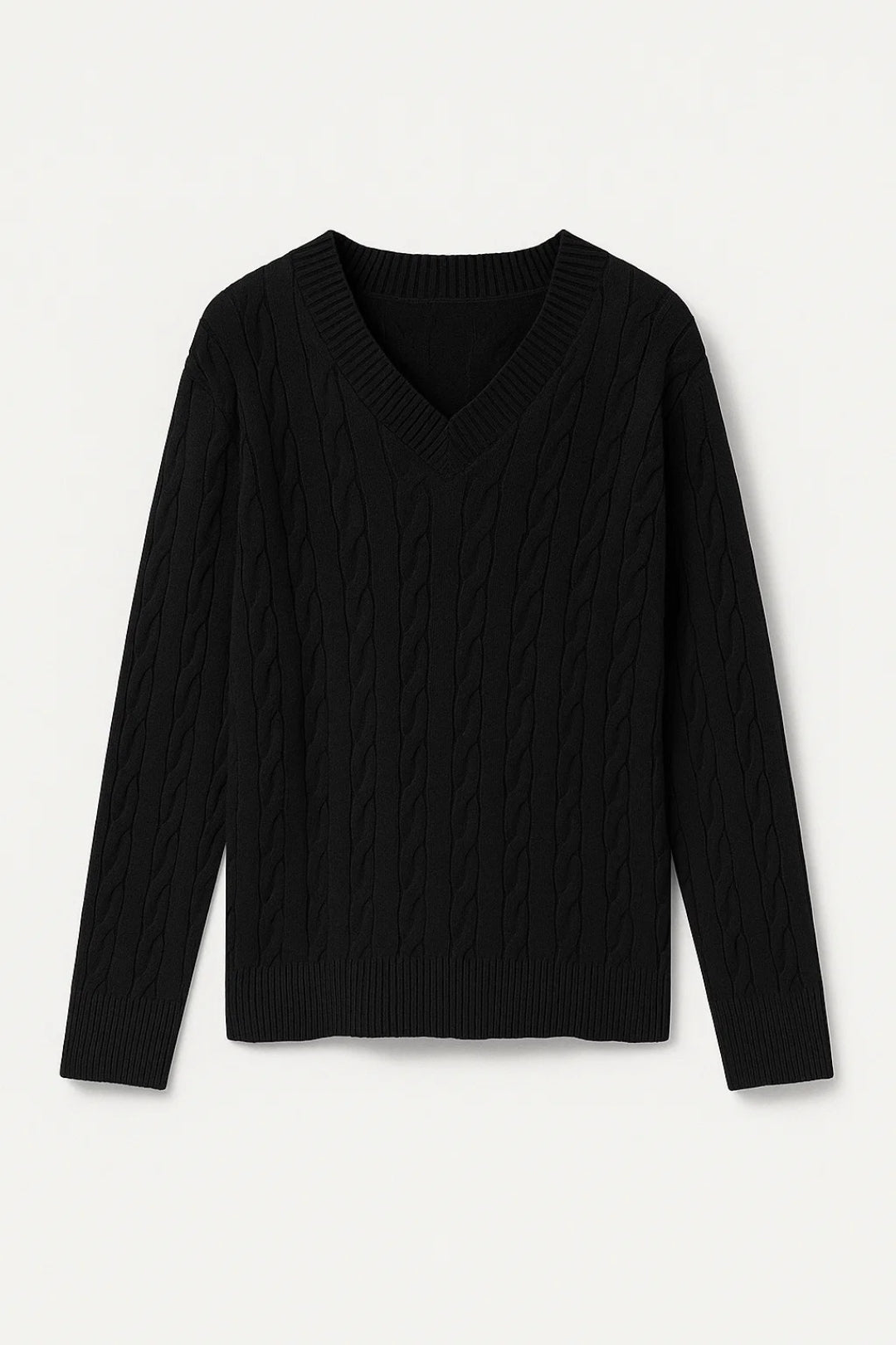 SUNNIVA | V-NECK CABLE-KNIT SWEATER