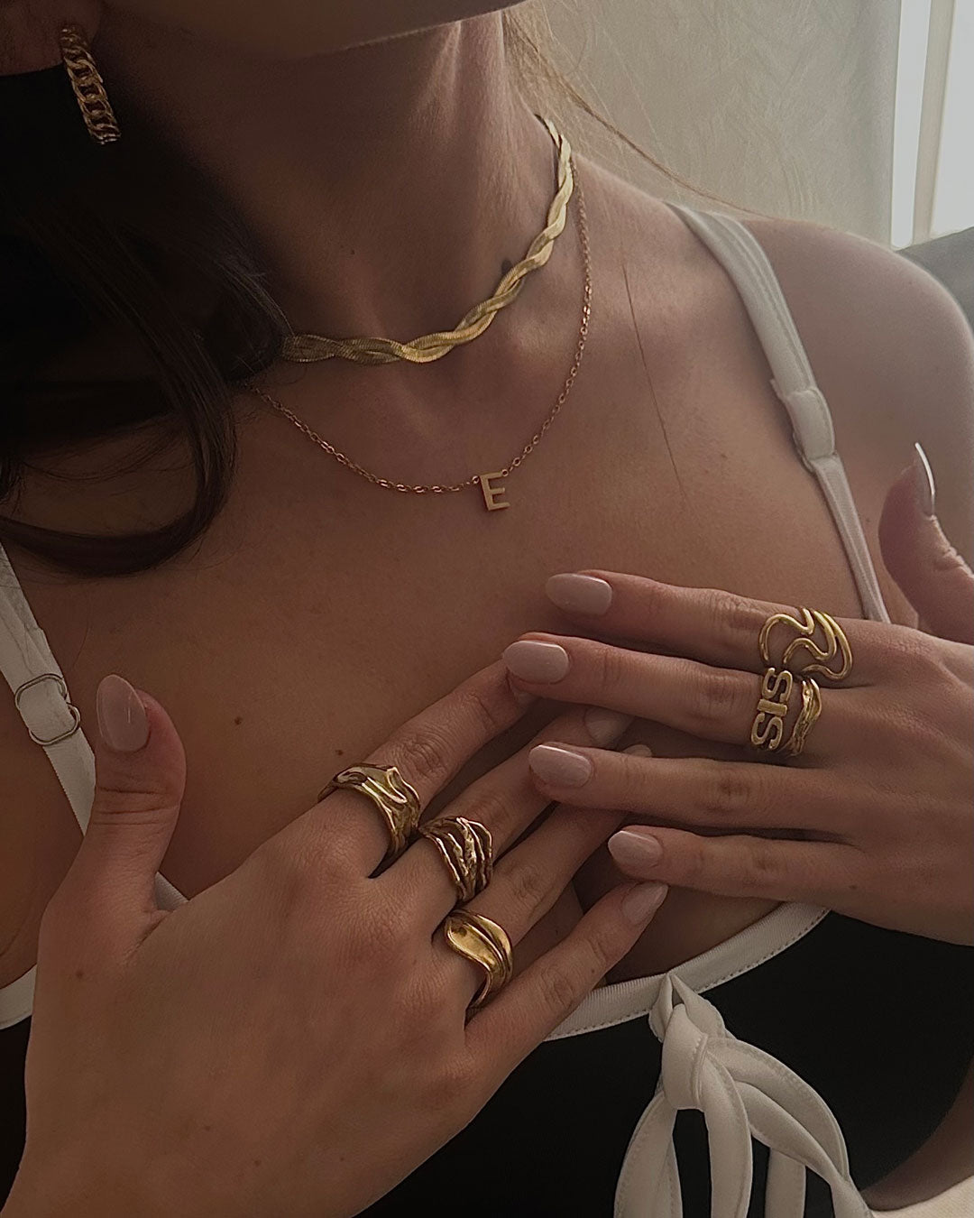 Jaylinette | Duży Pierścionek 18K Złota