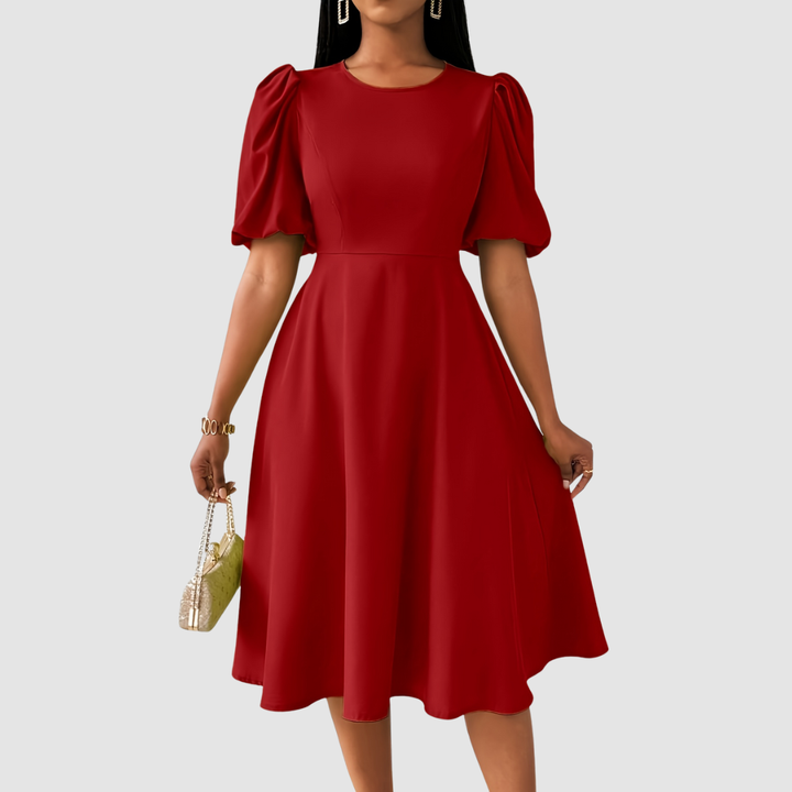 CLARA BLOOM™ - REFINED BLACK MIDI DRESS