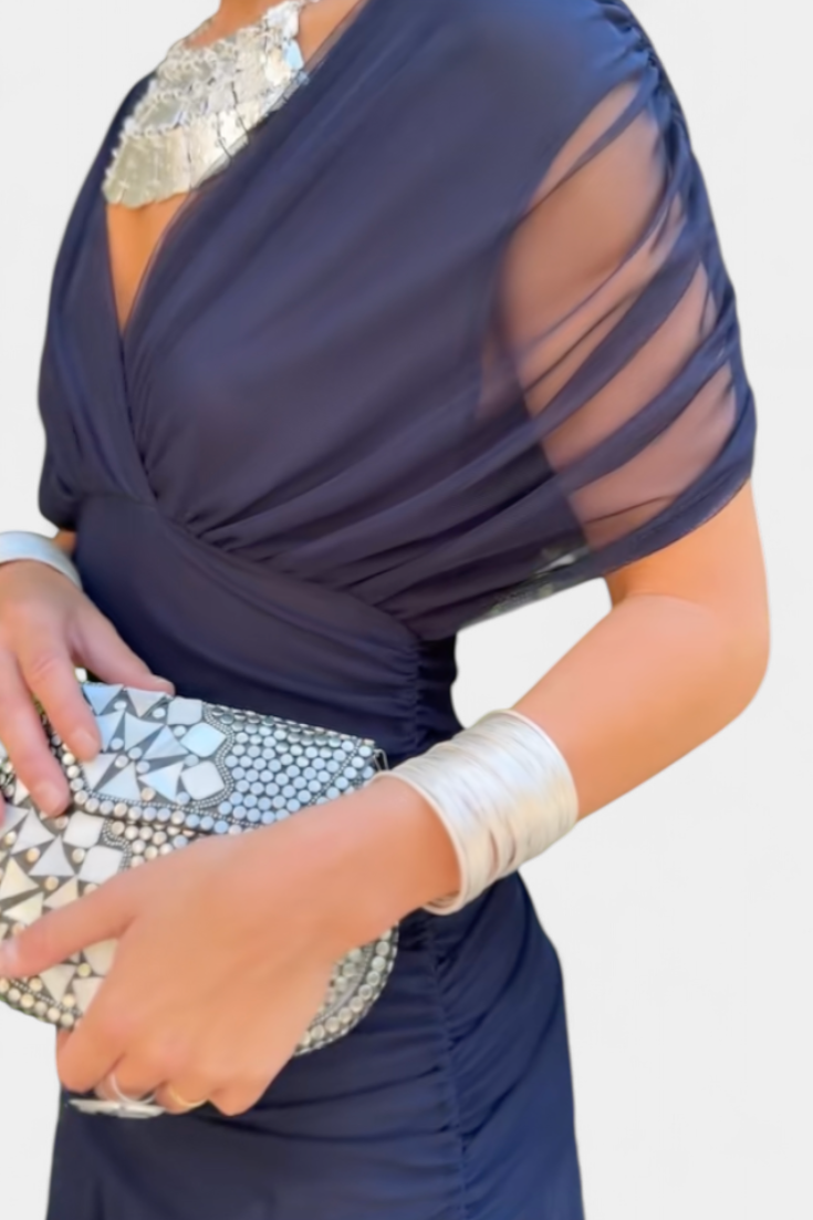 Flora™ - Long Floral V Neck Dress