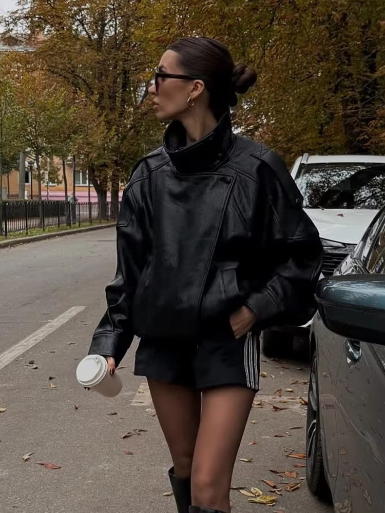 Carla | Kurtka skórzana asymetryczna