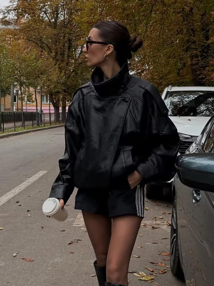 Carla | Kurtka skórzana asymetryczna