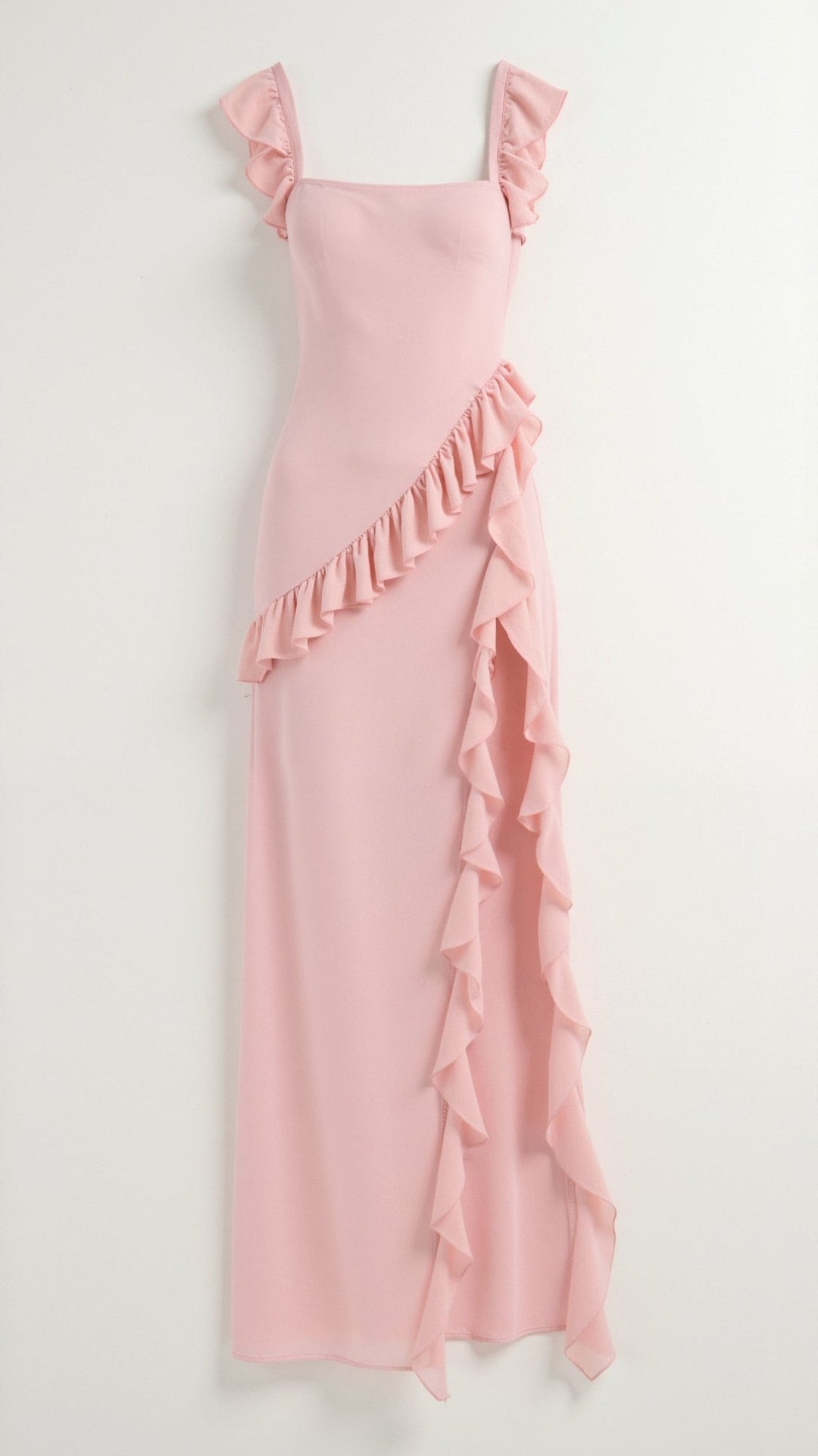 SOLANDRA | PROM DRESS WITH RUFFLE AND SLIT MAXI